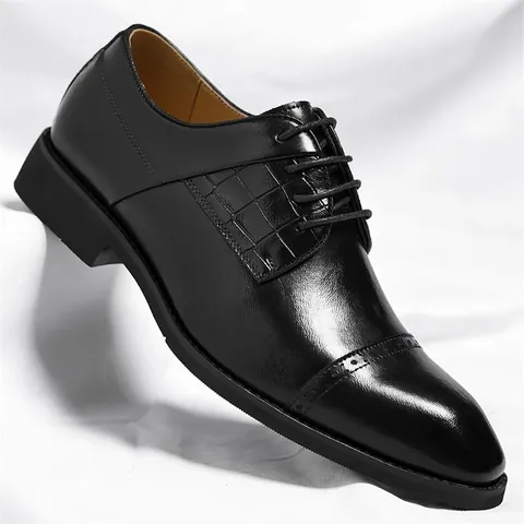 Men's Formal Business Oxford Shoes Faux Leather Crocodile Embossed Brogue Derby Shoes For Wedding Office Banquet Party Groom Dress Shoes