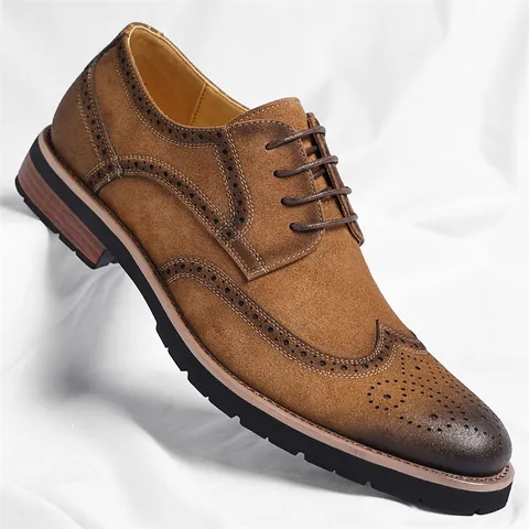 Herren Britischer Stil Brogue Oxford Schuhe Wildlederimitat Business Formelle Halbschuhe Schnürschuhe Wingtip Casual Hochzeit