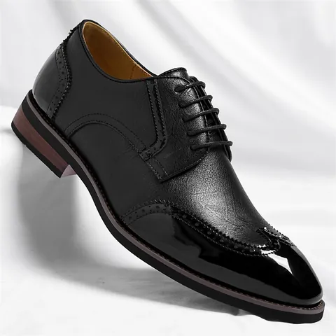 Herren Business Brogue Lederschuhe Britischer Stil Formelle Abendschuhe Höhensteigerung Perforierte Schnür Oxford Schuhe