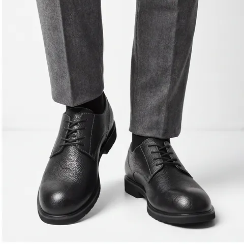 Scarpe Derby Business da Uomo in Pelle di Primo Strato Stile Britannico Stringate Scarpe Formali in Pelle Suola in Gomma