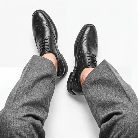 Scarpe Derby Brogue da Uomo in Vera Pelle Scarpe da Uomo Formali per Ufficio e Matrimonio con Doppia Fibbia Stringate Nere