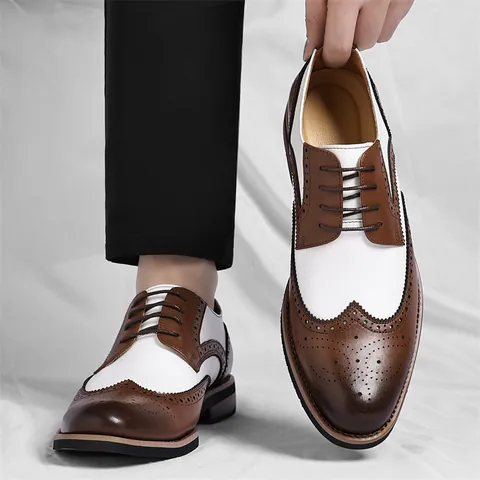 Herren Brogue Oxford Schuhe Wingtip Spectator Business Formelle Abendschuhe Britischen Stil Schnürer Lederschuhe Für Büro Hochzeit