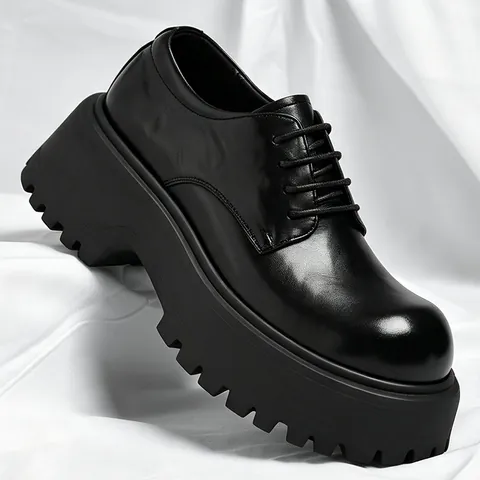 Herren Britischer Stil Business Formal Leder Schuhe Höhenzunahme Plateau Derby Schuhe Dicke Sohle Big Toe Mode Halbschuhe
