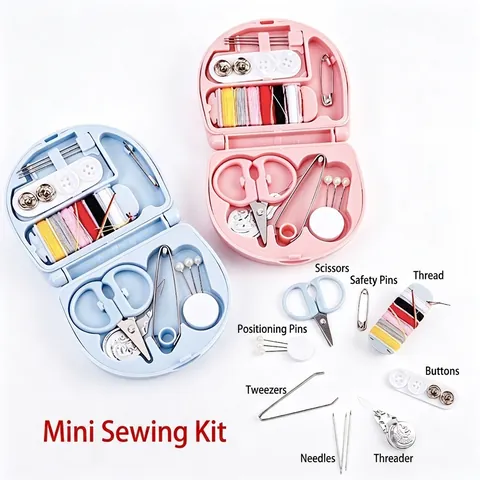 Nordic Style Portable Mini Sewing Kit Box Compact Sewing Tools Set With Multi Color Thread Scissors Needle For Home Travel Hotel