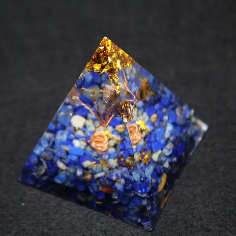 Handmade Orgonite Pyramid Energy Generator Resin Natural Healing Crystal Stone Tree Of Life Home Office Desktop Decoration Ornament