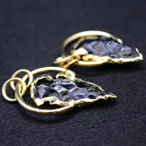 Vintage 24K Vergulde Ruwe Obsidiaan Pijlpunt Hanger Ketting Voor Mannen Vrouwen Natuursteen Etnische Boho Sieraden
