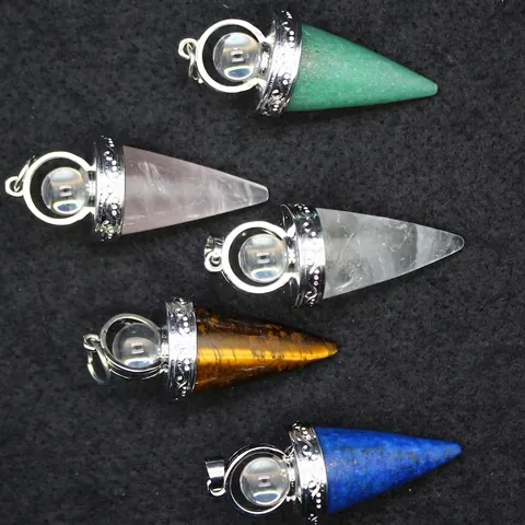 Collar de Péndulo de Cristal Natural con Punta Hexagonal Colgante de Piedra de Curación de Chakra Reiki Meditación Joyería Espiritual