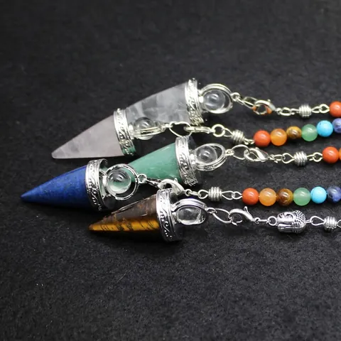 Collar de Péndulo de Cristal Natural con Punta Hexagonal Colgante de Piedra de Curación de Chakra Reiki Meditación Joyería Espiritual