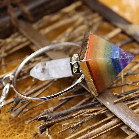 7 Chakra Natural Stone Pyramid Hexagonal Prism Pendulum Pendant Necklace Healing Crystal Energy Point Jewelry For Women Men