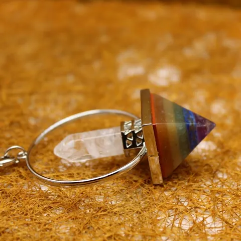 7 Chakra Natural Stone Pyramid Hexagonal Prism Pendulum Pendant Necklace Healing Crystal Energy Point Jewelry For Women Men