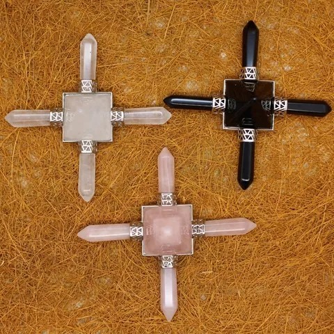 Adorno Generador de Energía de Pirámide de Cristal Natural Piedra Curativa Cuarzo Rosa Amatista Obsidiana para Decoración de Hogar Oficina Meditación
