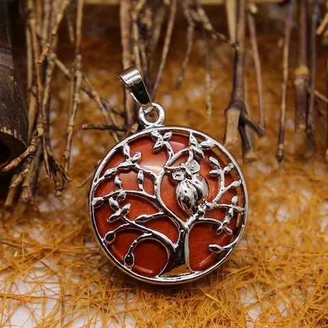 Ciondolo Albero della Vita Gufo Senza Catena Pietra Naturale Avventurina Ametista Quarzo Rosa Design Cavo Per Donna Gioielli