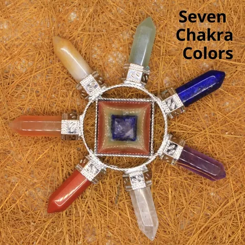 Natural Stone Chakra Pyramid Crystal Healing Energy Stones Ornament Reiki Meditation Seven Chakra Crystal Decoration Home Office Desk Decor