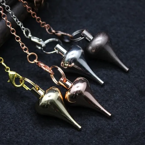 Pendolo per Divinazione in Metallo di Rame Vintage Ciondolo a Goccia Cono Collana per Meditazione Guarigione Rituale Gioielli