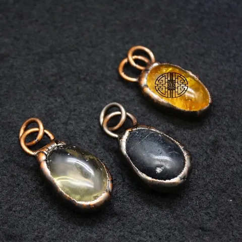 Natural Irregular Raw Stone Citrine Pendant Necklace For Women Vintage Handcrafted Obsidian Lemon Quartz Charm Pendant Jewelry