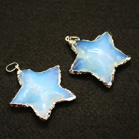 Minimalist Star Moon Heart Pendant Opal Obsidian White Crystal Stone Alloy Metal Edging Pendant Jewelry Accessory For Women