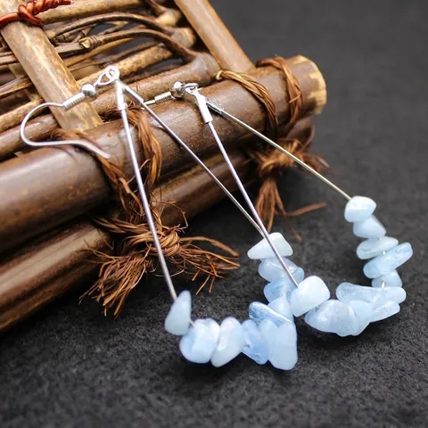 Bohemian Exaggerated Alloy Water Drop Ear Hook Earrings With Natural Crushed Stone And Shell Inlays For Women Fashion Jewelry