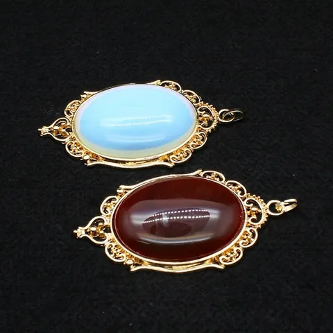 Collar de Colgante de Aleación Calado Vintage Piedra de Estilo Ágata Ópalo Artificial Exagerado Cadena de Suéter para Mujer Joyería