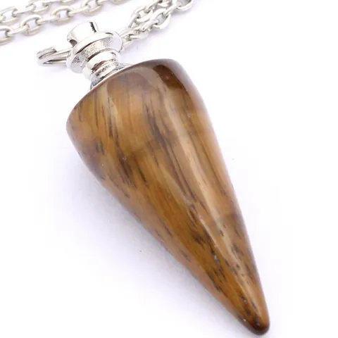 Minimalist Natural Crystal Pendulum Cone Stone Pendant Alloy Lapis Lazuli Amethyst Healing Stone Jewelry For Divination Gift Unisex