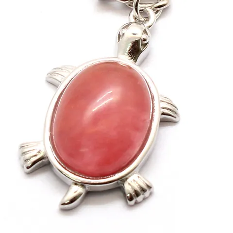 Porte-clés Pendentif Forme Tortue Avec Pierre Naturelle Cristal Alliage Argenté Bijoux Animaux Pour Femmes Hommes Accessoire De Sac