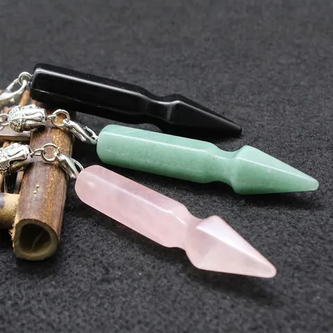 Collar de Péndulo de Cristal Natural Cuarzo Rosa Amatista Piedras de Curación Siete Chakra Buda Om Collar Colgante