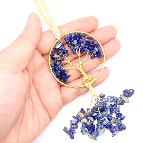 Adorno Colgante para Coche Árbol de la Vida Hecho a Mano Chapado en Oro 24K Envuelto en Alambre Cristal Natural Borla Piedra de Curación Decoración