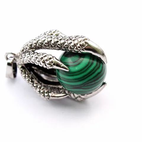 Vintage Dragon Claw Pendant Necklace Natural Stone Crystal Ball Gothic Medieval Punk Jewelry For Men Women Daily Gift