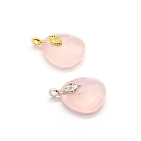 Faceted Water Drop Natural Stone Crystal Pendants Evil Eye 24K Gold Plated Alloy Rhinestone Charms Women Jewelry Necklace Making