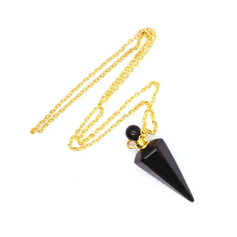 Natural Stone Hexagonal Pillar Perfume Bottle Pendant Necklace Crystal Essential Oil Diffuser Necklaces For Women Jewelry
