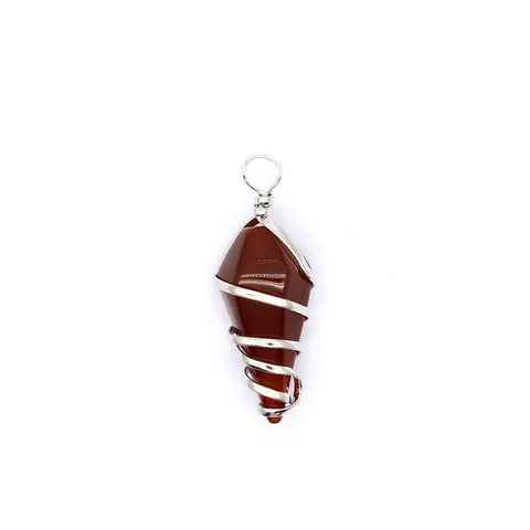 Hexagonal Point Crystal Pendant Wire Wrapped Natural Stone Hexagonal Cone Healing Gemstone DIY Jewelry Accessory For Men Women Pendant Only