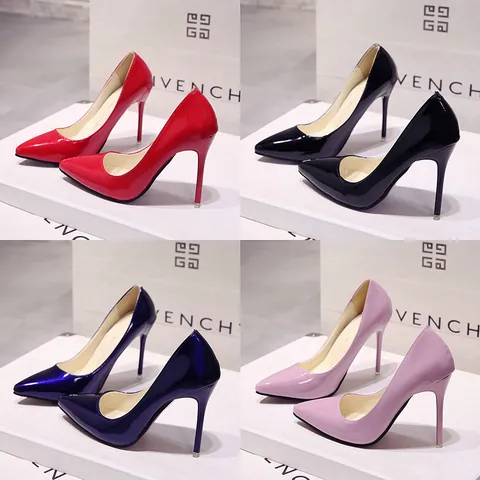 Women Pointed Toe Stiletto High Heels Patent Leather Red Bottom Pumps Elegant Office Work Dress Shoes Wedding Party Stiletto Heels