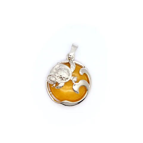 Vintage Legierung Meeresschildkröte Naturstein Kristall Anhänger Halskette Marine Tier Charm Schmuck Für Damen Alltägliches Mode Accessoire