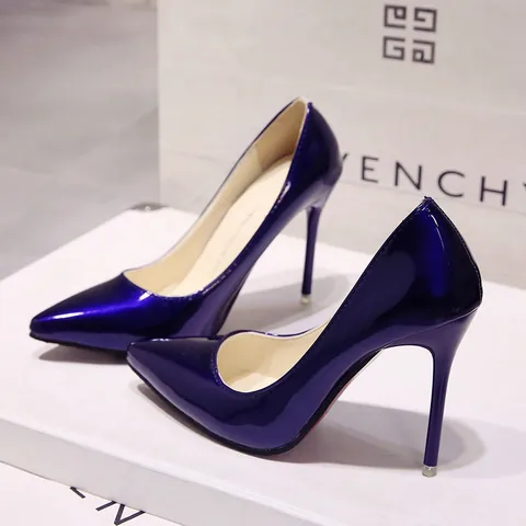 Women Pointed Toe Stiletto High Heels Patent Leather Red Bottom Pumps Elegant Office Work Dress Shoes Wedding Party Stiletto Heels
