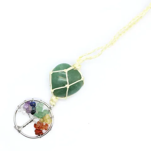 Adorno Colgante de Coche de Árbol de la Vida de Cristal Natural Hecho a Mano Gema Corazón Chakra Decoración Hogar Boho