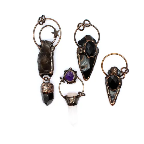 Collar con Colgante de Piedra Bruta de Cristal de Cuarzo Ahumado Natural Joyería Bohemia Envuelta en Alambre de Aleación Vintage para Hombres Mujeres