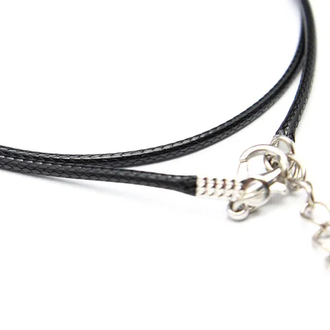 Simple Black Leather Cord Necklace With Silver Alloy Lobster Clasp And Extension Chain DIY Jewelry Pendant Cord For Women Men