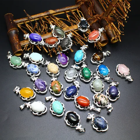 Colgante de Piedra Natural Hueco Micro-incrustado para Mujer Estilo Japonés Coreano Ágata Cristal Diamante de Imitación Dije