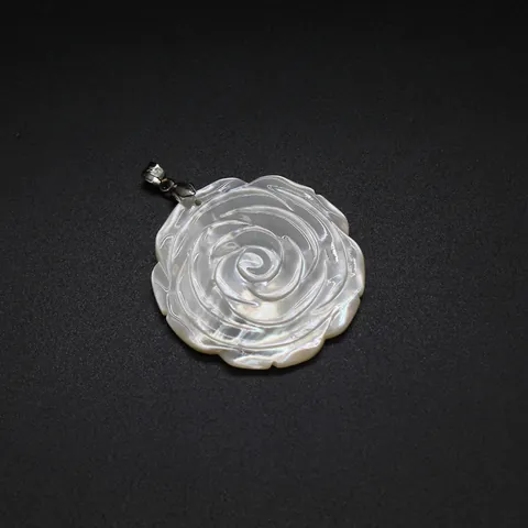 Minimalist Nacre Mother of Pearl Rose Flower Pendant For Women S925 Sterling Silver Clasp Large Iridescent Shell Floral Charm Jewelry Gift