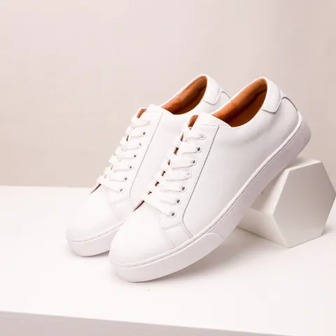 British Style Men Genuine Leather Casual Sneakers Thick Sole Minimalist White Shoes Cowhide Low-Top Breathable Footwear