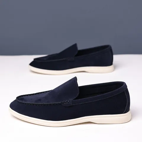 Men's British Style Loafers Casual Slip-on Driving Shoes Comfortable Breathable Lightweight PU Leather Flat Loafers For Men