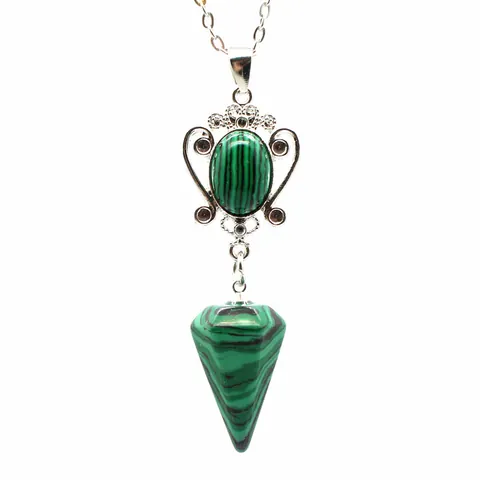 Natural Stone Hexagonal Crystal Pendant Necklace For Women Men Retro Alloy Electroplated Lapis Lazuli Rose Quartz Jewelry Gift