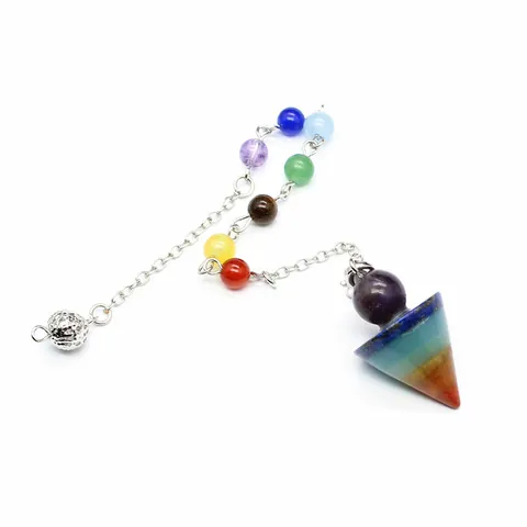 Natural Crystal Pointed Arrow Pendulum For Healing Meditation Seven Chakras Divination Alloy Chain Necklace Jewelry