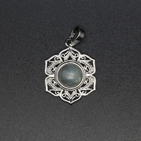 Vintage Bohemian Alloy Hollow Flower Crystal Bead Pendant Charm For Women DIY Jewelry Making Necklace Accessories