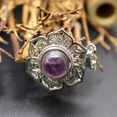 Vintage Bohemian Alloy Hollow Flower Crystal Bead Pendant Charm For Women DIY Jewelry Making Necklace Accessories