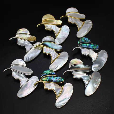 Vintage Natural Mother of Pearl Abalone Shell Lady Portrait Brooch Pendant Dual Use Jewelry Retro Alloy Inlaid Women Ornament