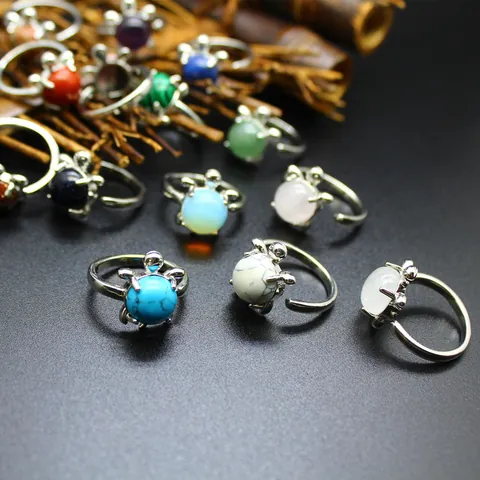 Minimalist Copper White Crystal Turtle Open Adjustable Ring Vintage Animal Inlaid Adjustable Finger Ring Fine Jewelry Decoration Gift For Unisex