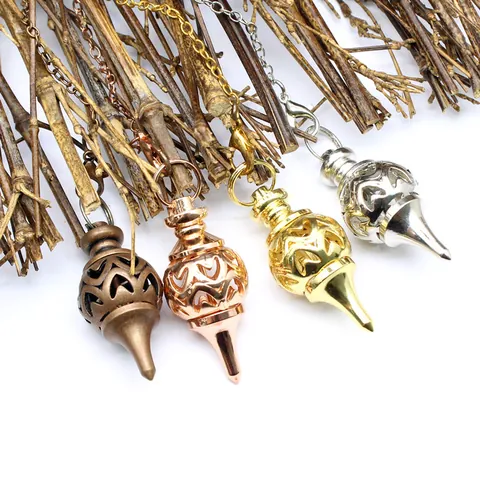 Pendolo Conico in Ottone Ciondolo Retro Metallo Strumento Radioestesia per Divinazione Guarigione Oro Argento Bronzo Ornamento