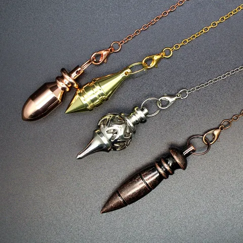 Pendolo Conico in Ottone Ciondolo Retro Metallo Strumento Radioestesia per Divinazione Guarigione Oro Argento Bronzo Ornamento