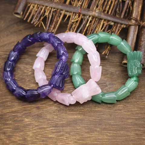 Naturstein Drachenkopf Drachenschuppe Armband Für Herren Damen Lapislazuli Amethyst Obsidian Aventurin Kristall Retro Chinesischer Stil Handschmuck