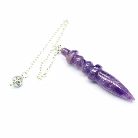 Natural Stone Crystal Dowsing Pendulum Scepter Shape Pendant With Alloy Chain Mysterious Spiritual Healing Meditation Jewelry For Unisex
